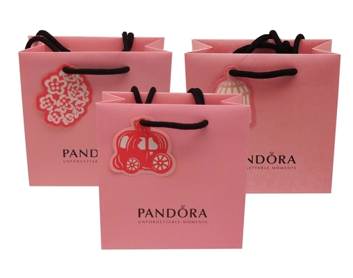 Personalised customized color packing paper bag with black  handle